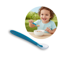 Cuchara de comida divertida 100% silicona, 1 pieza, azul